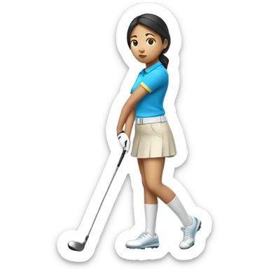 Asian girl golfing  sticker