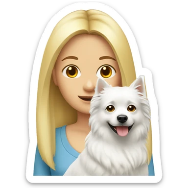 blonde girl with white spitz dog sticker