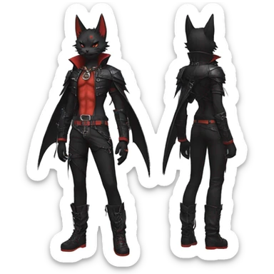 cool edgy black punk red fantasy nargacuga-bat-cat-Fakemon collar harness full body sticker
