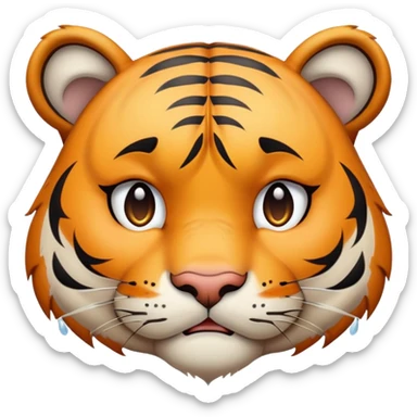 sad depressed tiger face with tears for Twitch emote sticker