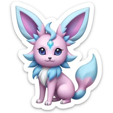Fluffy celestial Glaceon-Espeon-Sylveon-Umbreon-hybrid, full body sticker
