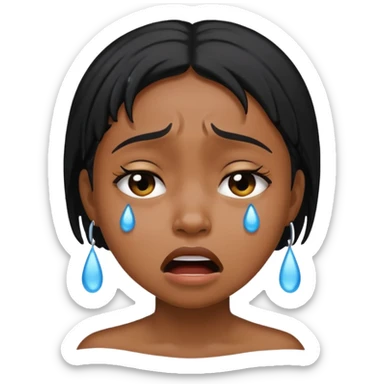 Mad but crying black girl emoji  sticker