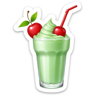 ice cream light green soda on a glass with ice cherry on top sticker