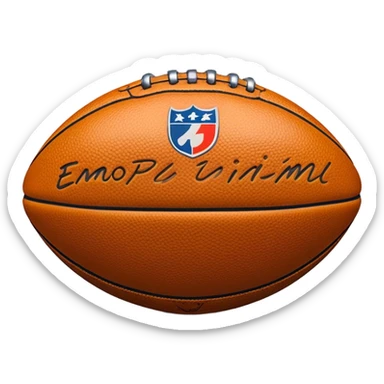 Cinematic Realistic image of an AFL ball with a rugged, textured leather surface and vibrant markings, rendered in rich detail with subtle signs of wear, set against a dynamic sports backdrop under energetic lighting sticker