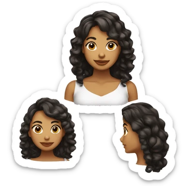 Chica con cabello ondulado negro y largo y tez morena sticker