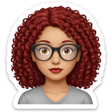 hispanic women with brown eyes and clear glasses and dark red  curly hair sticker