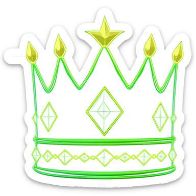 Add a glowing neon effect to the royal crown, keep the background transparent, in a style suitable for editing. sticker