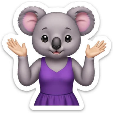 Koala purple drees eyelashe clapping sticker