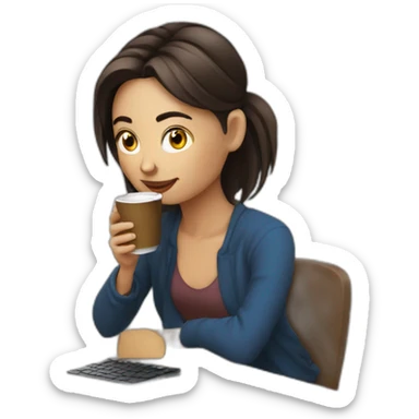 Romanian girl doing website design and drinking coffee sticker