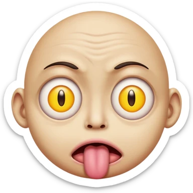 ugly pleading with eyes yellow emoticon🥺👀 emoji with tongue out sticker