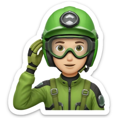 dirtbike rider in green gear scratching head sticker