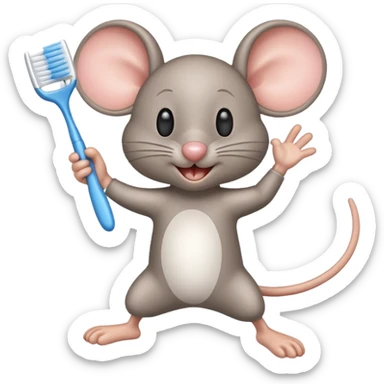 Creat an emoji for jerry jumping and holding toothbrush sticker