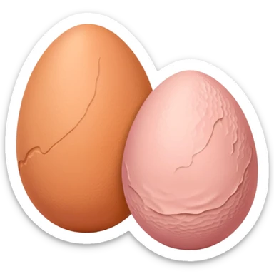 two skin tone peachy beige-pink egg shaped balls/spheres, both same size and same color, add a bumpy, loose, wrinkly skin texture with folds to both.  sticker