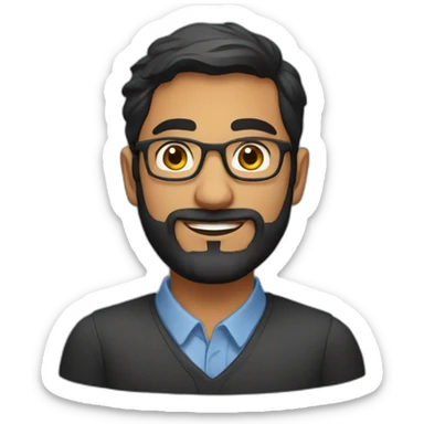 indian physics phd student with a short beard and round glasses sticker