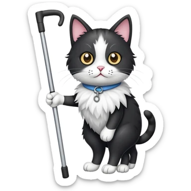 Black and white cat with crutches sticker