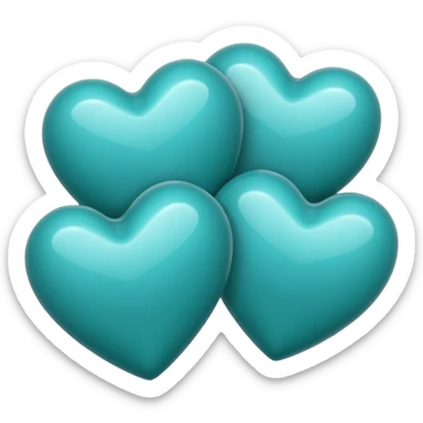 3 teal lined hearts sticker
