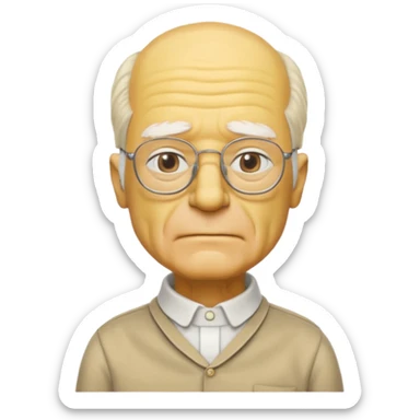 A 3D cartoon close-up of Grandpa Abe Simpson, yellow skin, bald head with side tufts of white hair, glasses, wrinkled face, beige shirt with collar, soft yellow lighting, cinematic Memoji-style portrait consistent with other Simpsons family members. sticker