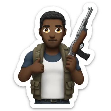 man with shotguns as arms sticker