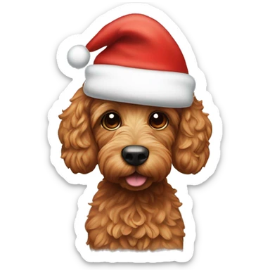 Red Cockapoo wearing a Santa hat sticker
