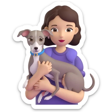 girl holding all grey Italian greyhound sticker