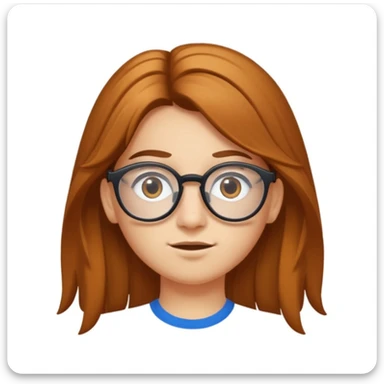 Une adolescente avec des taches de rousseurs, des grandes lunettes, des cheveux châtains clair longs et lisses et des yeux marrons  sticker