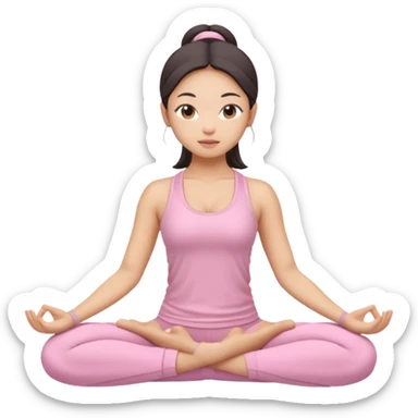 asian yoga girl light pink clothes  sticker