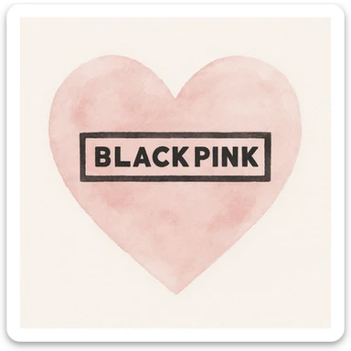 BLACKPINK-inspired object, black and pink colors, soft and artistic watercolor effect, Watercolor style sticker