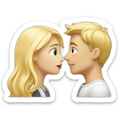 a blonde girl kissing blond europeen boy sticker