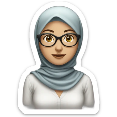 Short girl brunette avec hijab et lunettes sticker