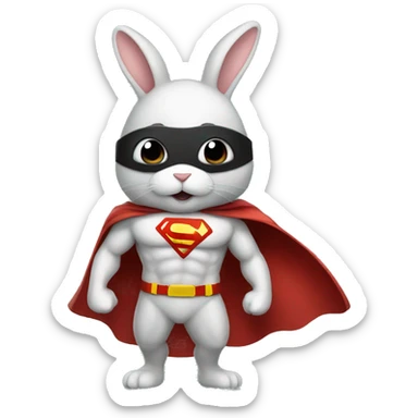 Rabbit dressed as super hero sticker