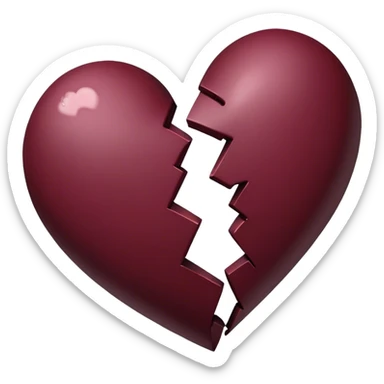 dark Burgundy broken heart sticker