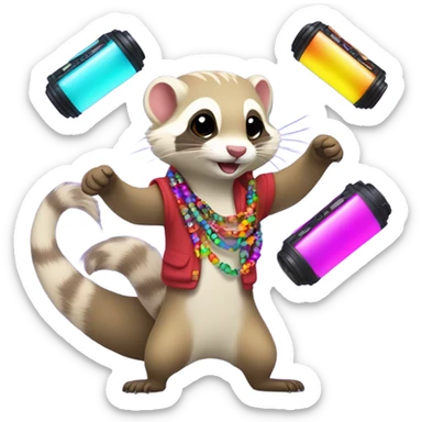 Ferrets at a rave sticker