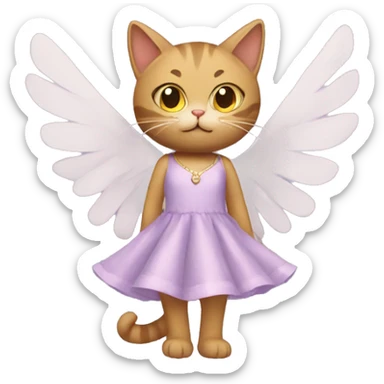 Cat wearing a dress with wings sticker