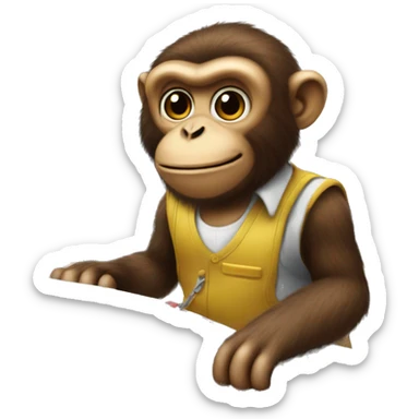 Monkey behind the cash register sticker