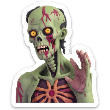 zombie with decaying flesh sticker