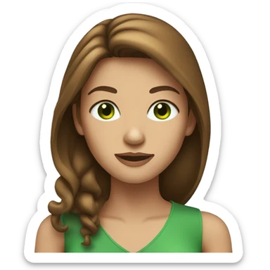 woman with long brown hair and green eyes sticker