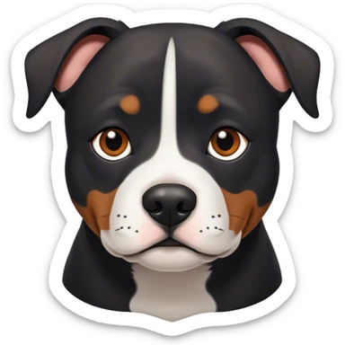 Staffy noir avec tache blanche sur le poitraill et yeux marrons sticker