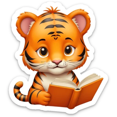 baby tiger reading seduction book  sticker