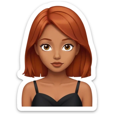 beautiful  blunt woman  with reddish blunt hair with black dress sticker