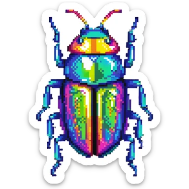 Iridescent beetle with shimmering shell and rainbow colors sticker