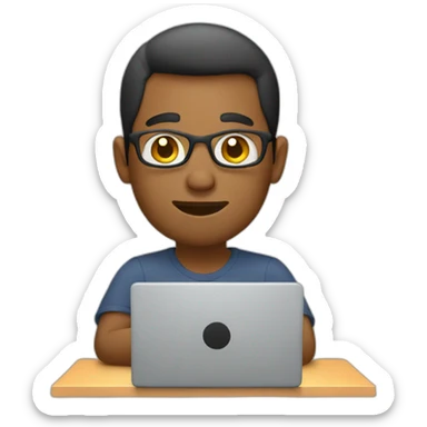 workin on laptop sticker