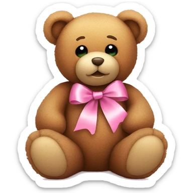  teddy bear with pink ribbon sticker