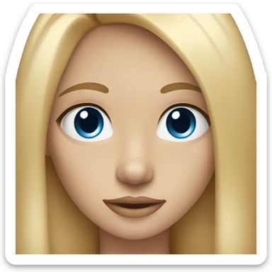 create me a blonde girl with blue eyes, long straight hair, a beautiful Bose, no too big lip sticker