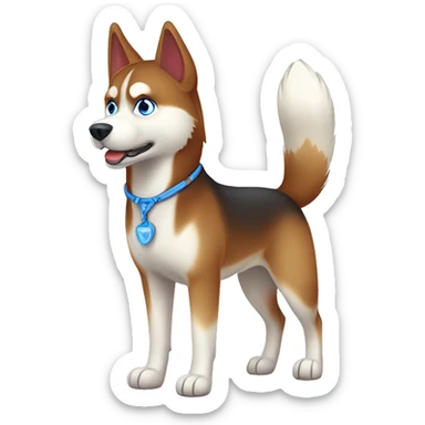Red Siberian husky with blue eyes full body  sticker
