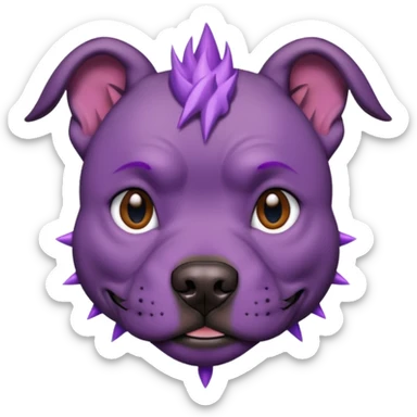 very tattoed brown face pitbull dog with purple spiky hair sticker