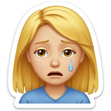 girl with golden hair cries sticker