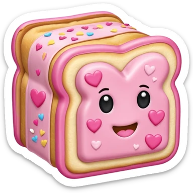 Toaster strudel with hearts sticker