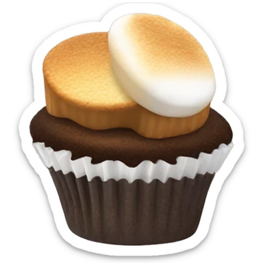 S’mores cupcake with marshmallow and graham cracker sticker