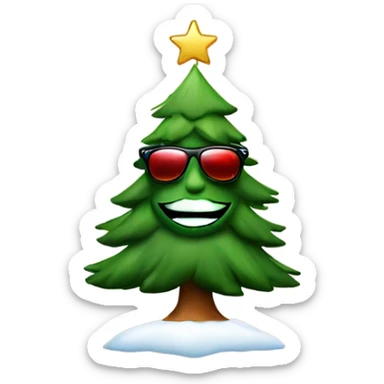 Christmas tree with sunglasses and a bottle of whisky sticker