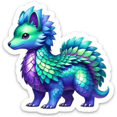 Shiny epic green blue and purple animal-fakemon-creature sticker